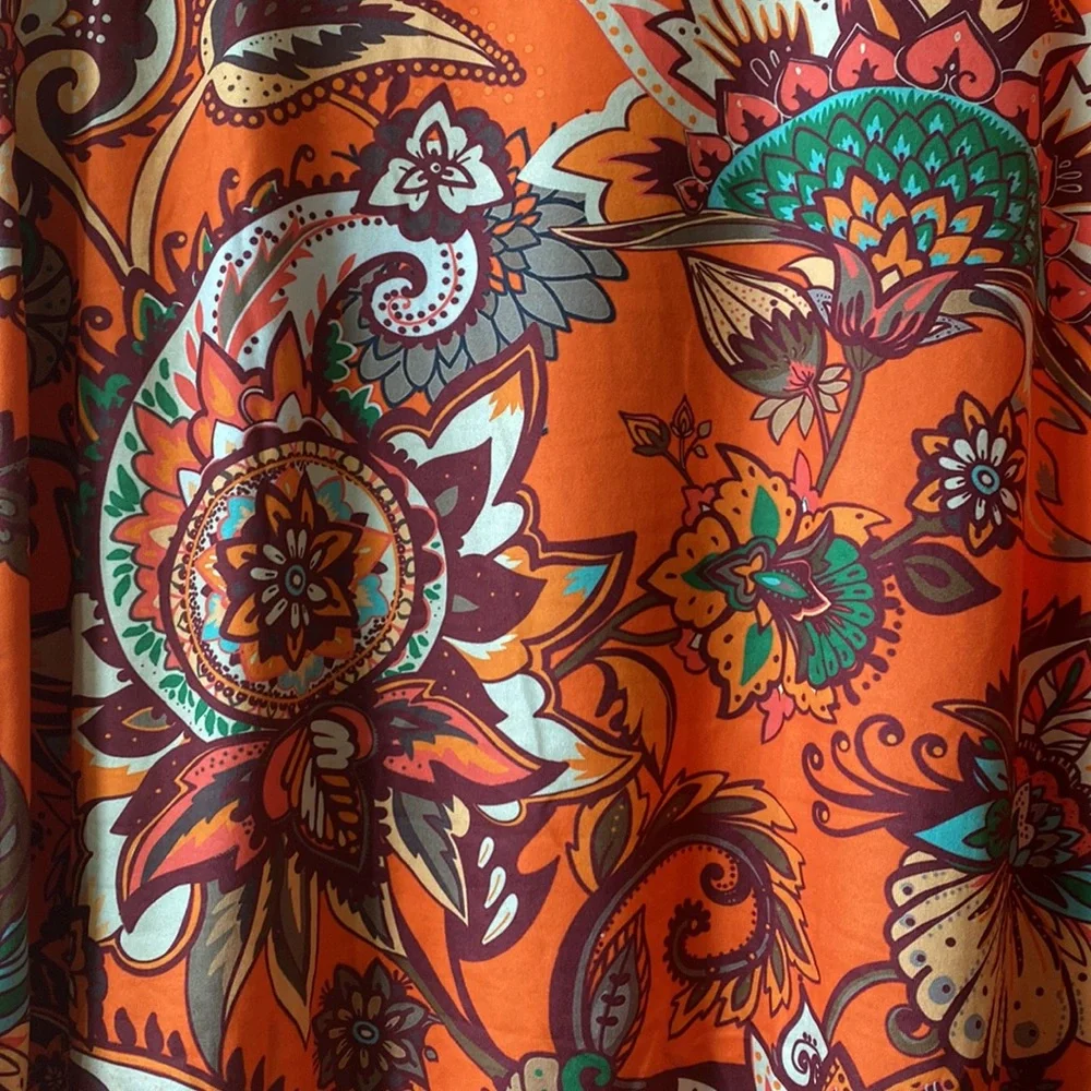 NWOT Orange Floral Scoop Neck Top - Picture 7 of 10